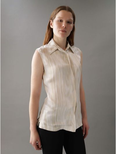 Camisa-Calvin-Klein-Jaspeada-Mujer-Beige