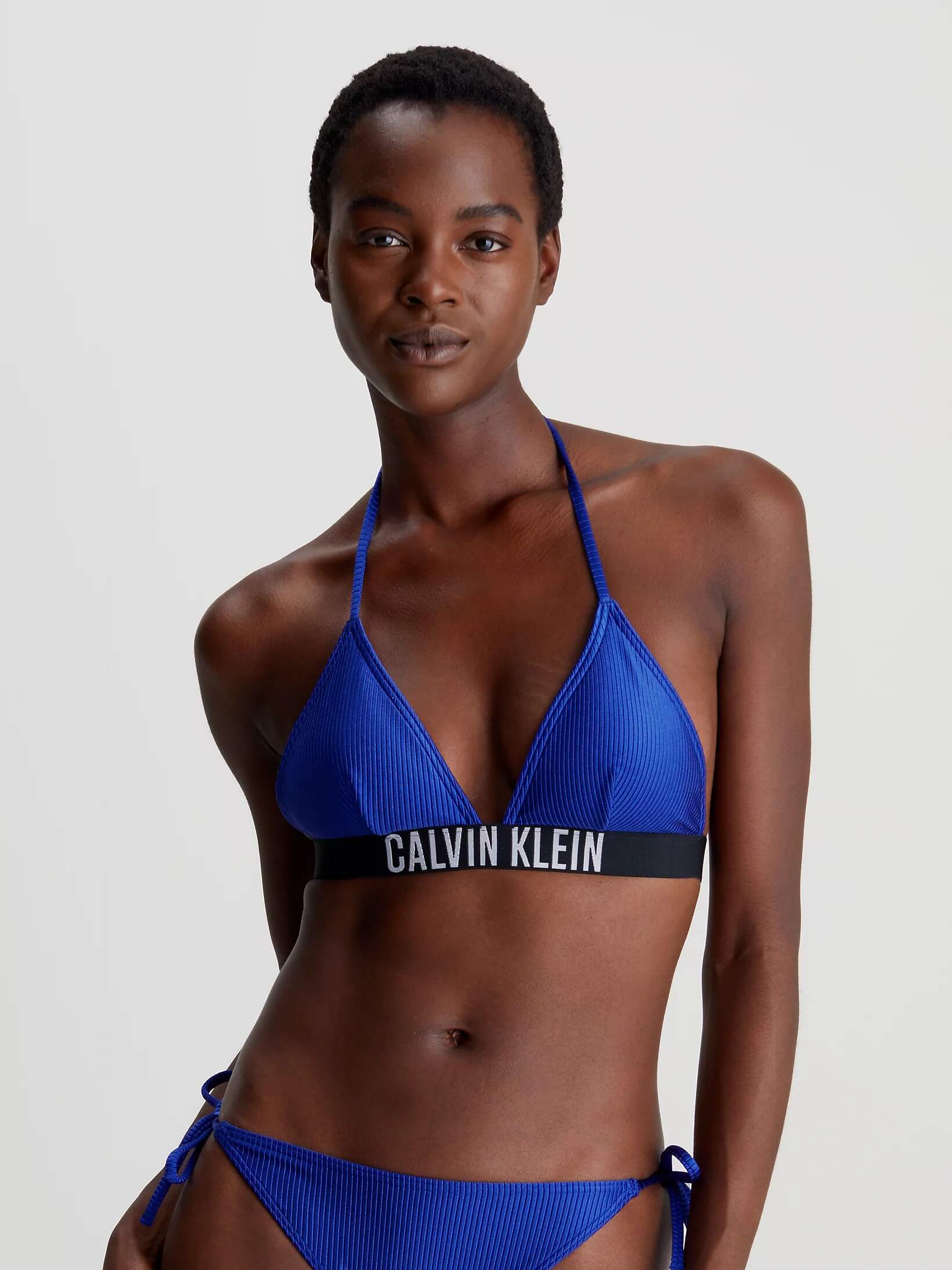 Traje de Baño Calvin Klein Acanalado Mujer Azul
