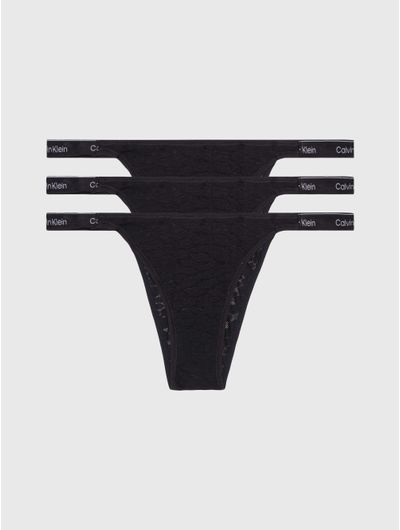 Tanga-Calvin-Klein-Dipped-String-Paquete-de-3-Mujer-Negro