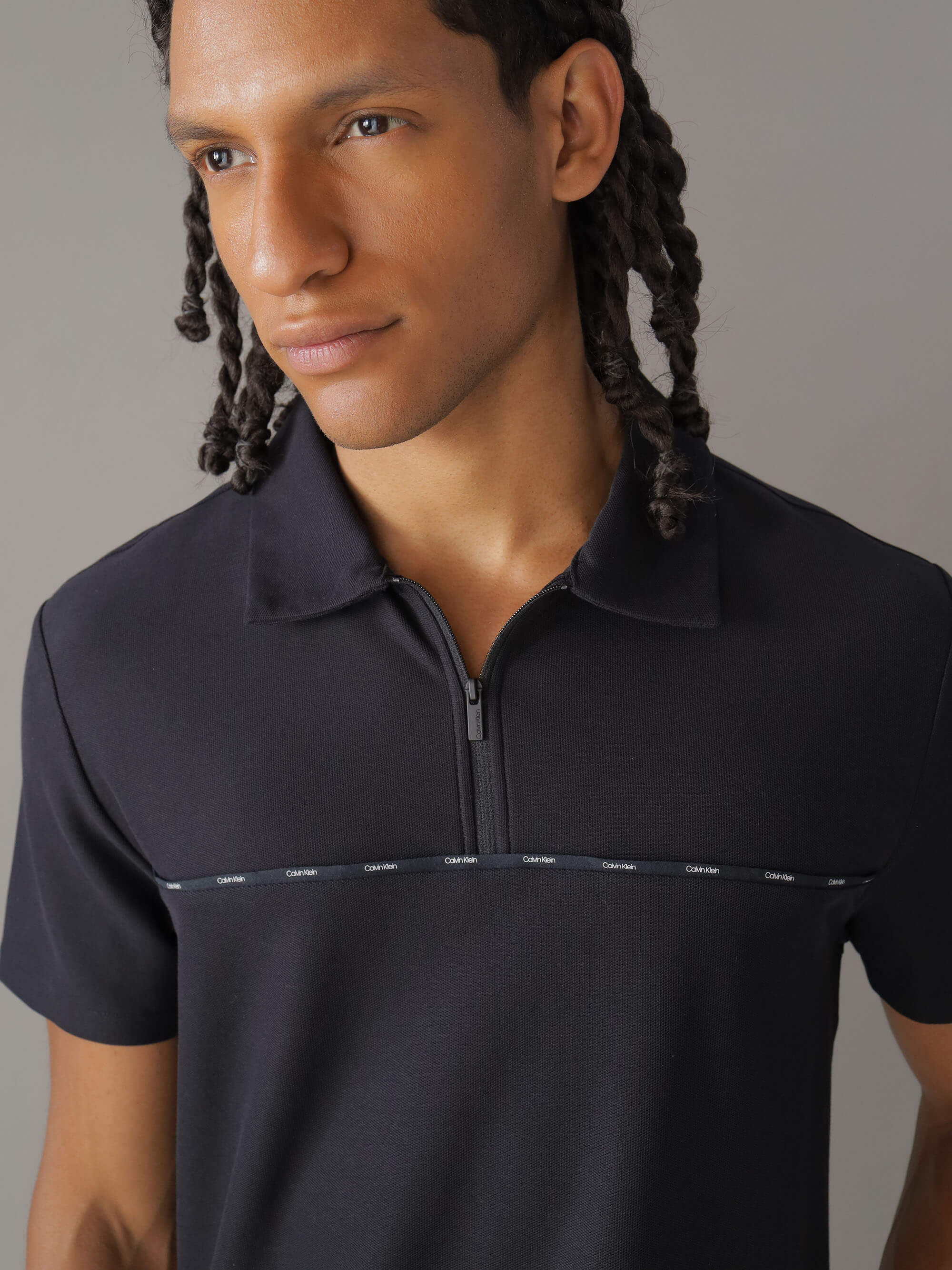 Polo Calvin Klein con Logo en Franja Hombre Negro