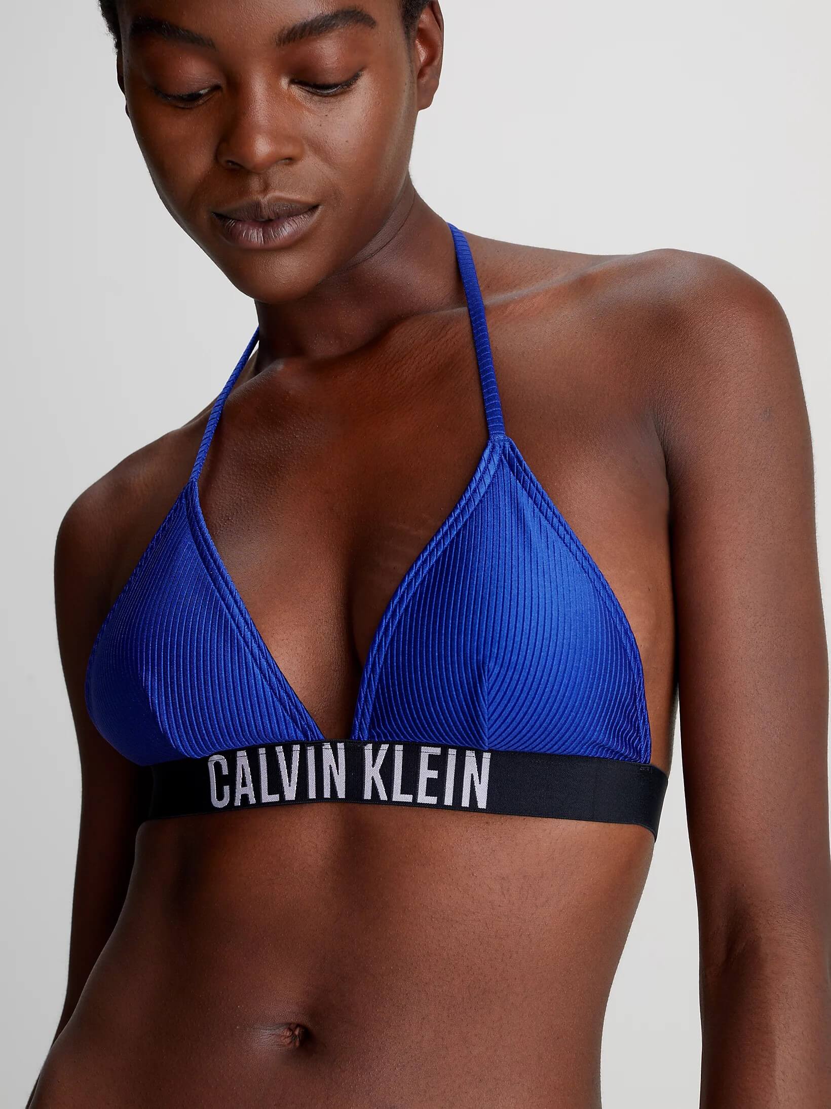 Traje de Baño Calvin Klein Acanalado Mujer Azul