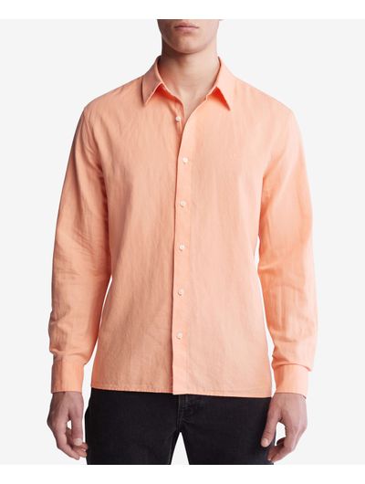 Camisa-Calvin-Klein-de-Lino-Hombre-Naranja
