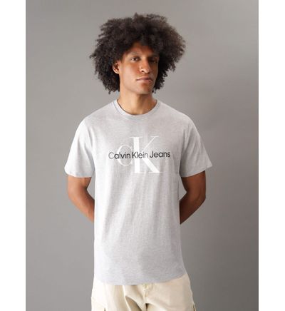 Playera Calvin Klein Logo Estampado Hombre Gris Playeras