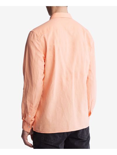 Camisa-Calvin-Klein-de-Lino-Hombre-Naranja