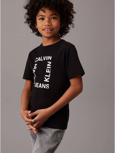 Playera-Calvin-Klein-Logo-Aterciopelado-Niño-Negro