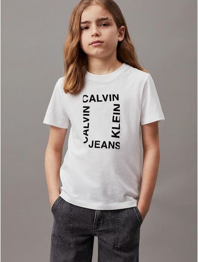 Playera-Calvin-Klein-Logo-Aterciopelado-Niño-Blanco