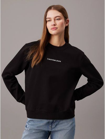 Sudadera-Calvin-Klein-Logotipo-Mujer-Negro