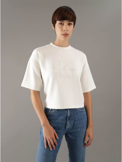 Playera-Calvin-Klein-Monograma-Bordado-Mujer-Blanco