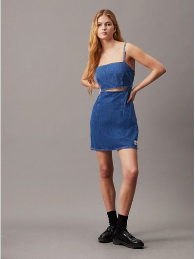 Vestido-Calvin-Klein-Mini-Denim-Mujer-Azul