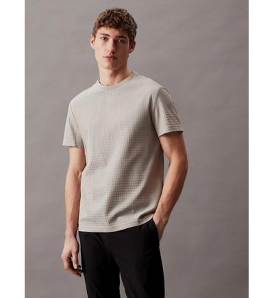 Playera Calvin Klein Rejilla Jacquard Hombre Gris Talla M