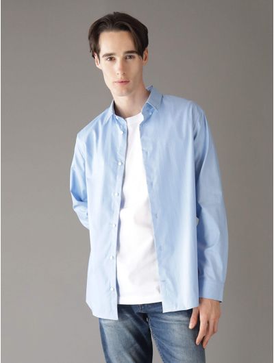 Camisa-Calvin-Klein-Franjas-Hombre-Azul