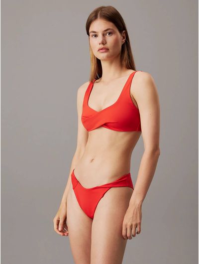 Bikini-Calvin-Klein-de-Traje-de-Baño-Cruzado-Mujer-Naranja-