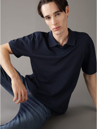 Polo-Calvin-Klein-Logo-Bordado-Hombre-Azul