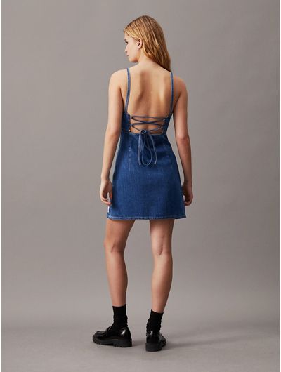 Vestido-Calvin-Klein-Mini-Denim-Mujer-Azul