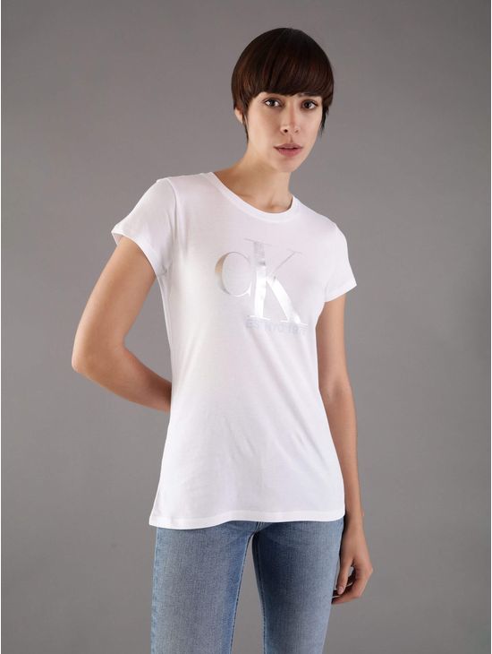 Playera-Calvin-Klein-Monograma-Metalizado-Mujer-Blanco