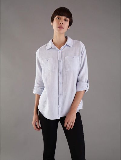 Camisa-Calvin-Klein-Acabado-Corrugado-Mujer-Azul