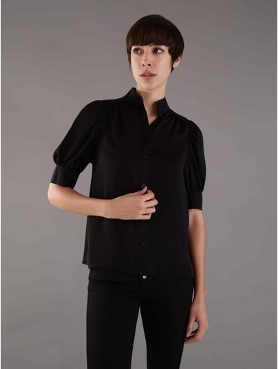 Camisa-Calvin-Klein-Manga-Plisada-Mujer-Negro