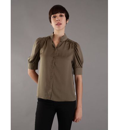 Camisa Calvin Klein Manga Plisada Mujer Verde Camisas Calvin Klein calvinkleinmx