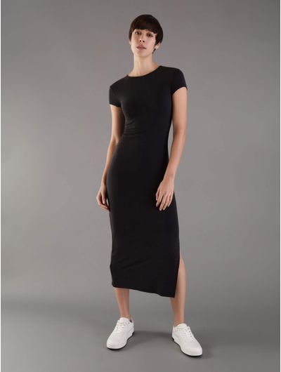 Vestido-Calvin-Klein-Lateral-Fruncido-Mujer-Negro