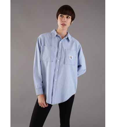 Camisa Calvin Klein Acabado Jaspeado Mujer Azul Camisas Calvin