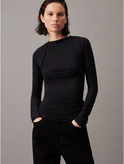 Blusa-Calvin-Klein-Slim-de-Tirantes-Mujer-Negro