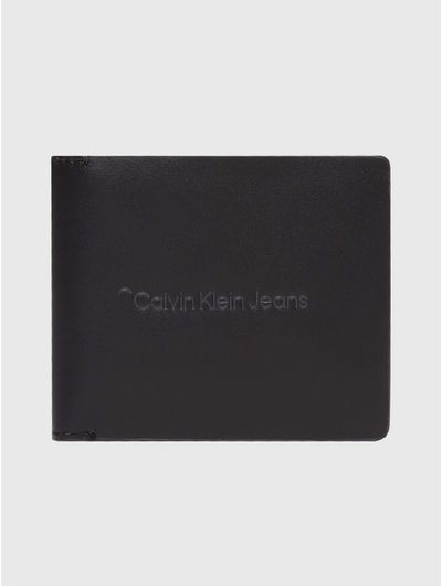 Cartera-Calvin-Klein-Logo-en-Relieve-Hombre-Negro