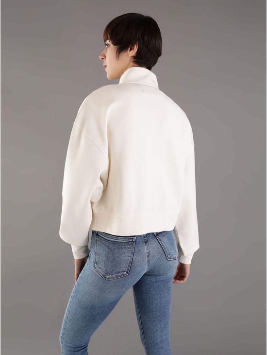 Sudadera-Calvin-Klein-Monograma-Satinado-Mujer-Beige