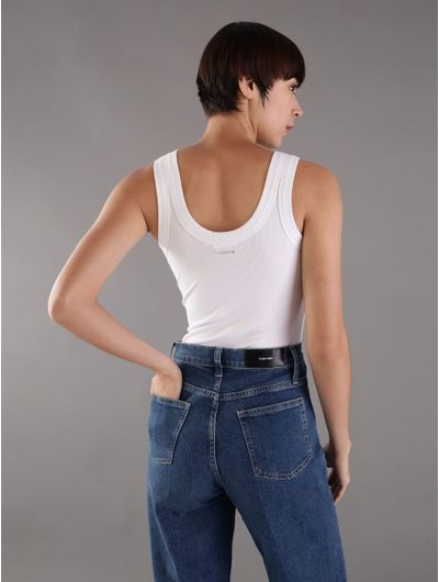 Top-Calvin-Klein-Acabado-Acanalado-Mujer-Blanco