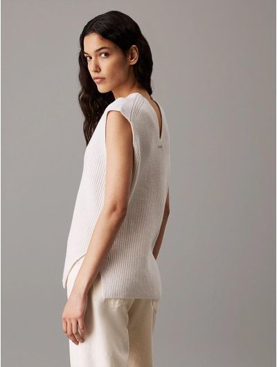 Chaleco-Calvin-Klein-Holgado-Lana-Mujer-Beige