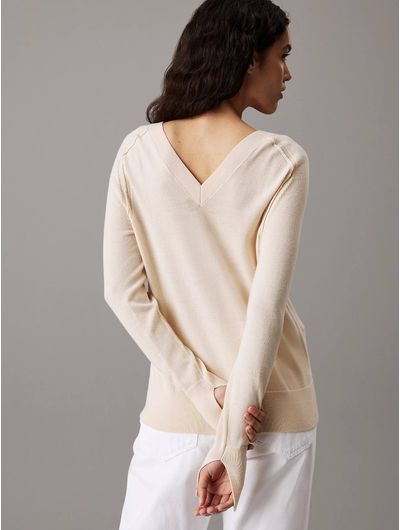 Sueter-Calvin-Klein-Canale-Cuello-en-Pico-Mujer-Beige