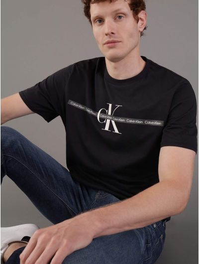 Playera-Calvin-Klein-Franja-Logo-Hombre-Negro