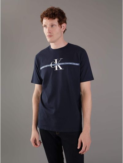 Playera-Calvin-Klein-Franja-Logo-Hombre-Azul