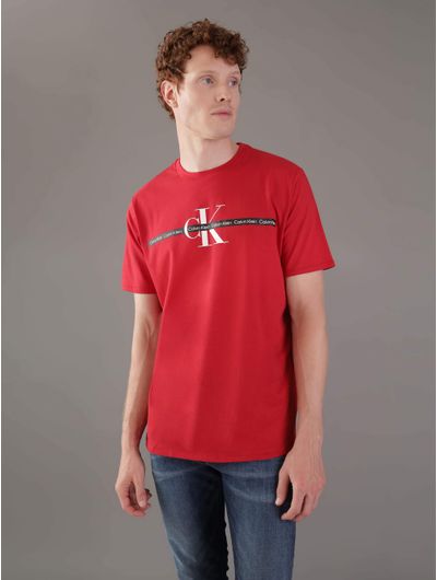 Playera-Calvin-Klein-Franja-Logo-Hombre-Rojo