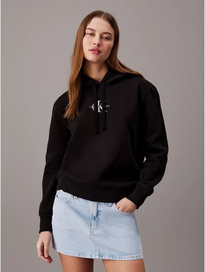 Sudadera-Calvin-Klein-Logo-Mujer-Negro