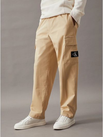Pantalones-Calvin-Klein-Cargo-Hombre-Beige