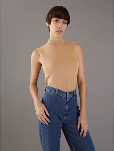 Chaleco-Calvin-Klein-Franja-Mujer-Cafe