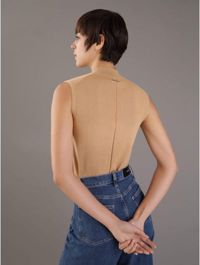 Chaleco-Calvin-Klein-Franja-Mujer-Cafe