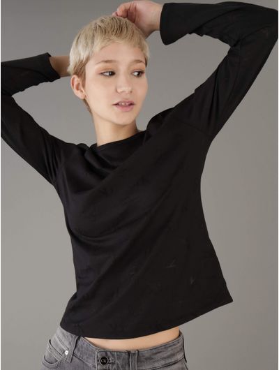 Playera-Calvin-Klein-con-Monograma-Traslucido-Mujer-Negro