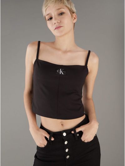 Top-Calvin-Klein-Negro-con-Logo-en-Etiqueta-Mujer-Negro