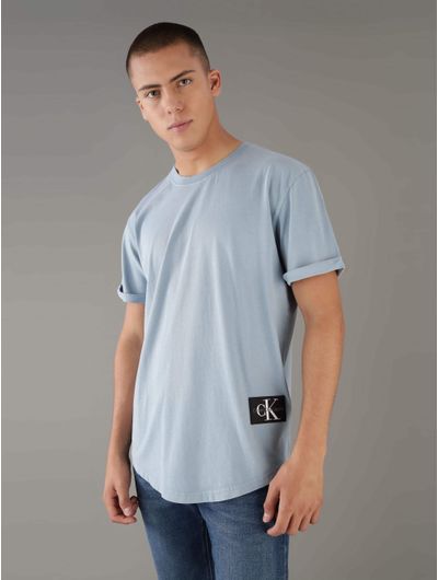 Playera-Calvin-Klein-con-Logo-Bordado-en-Bajo-Hombre-Azul