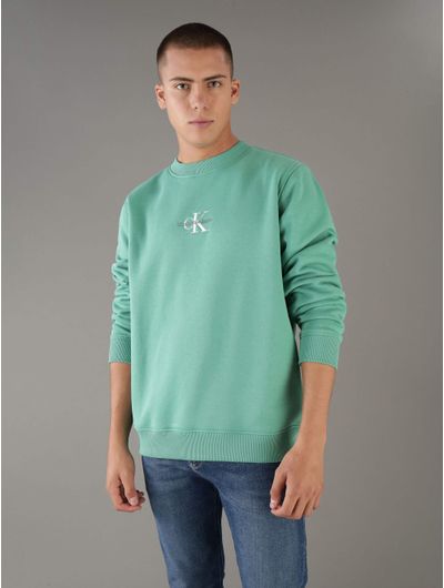 Sudadera-Calvin-Klein-con-Logo-Bordado-Hombre-Verde