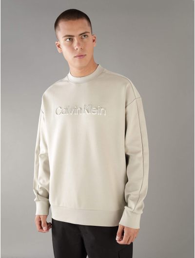 Sudadera-Calvin-Klein-con-Logo-en-Relieve-Hombre-Beige