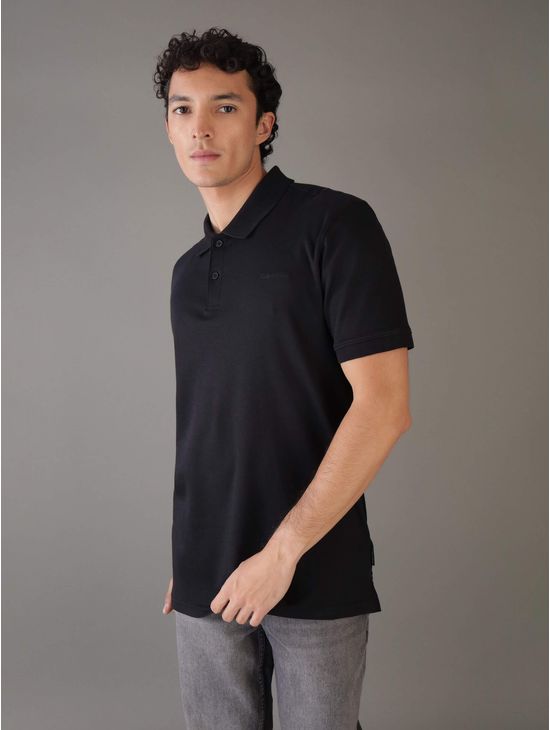 Polo-Calvin-Klein-Logo-Bordado-Hombre-Negro
