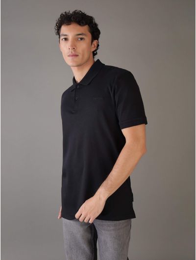 Polo-Calvin-Klein-Logo-Bordado-Hombre-Negro