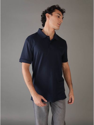 Polo-Calvin-Klein-Logo-Bordado-Hombre-Azul