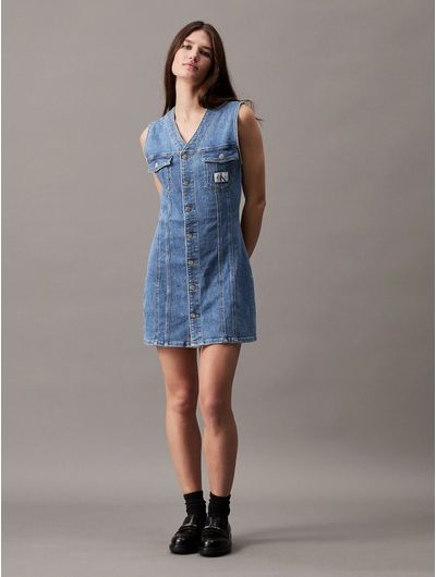 Vestido-Calvin-Klein-Mini-Denim-Mujer-Azul