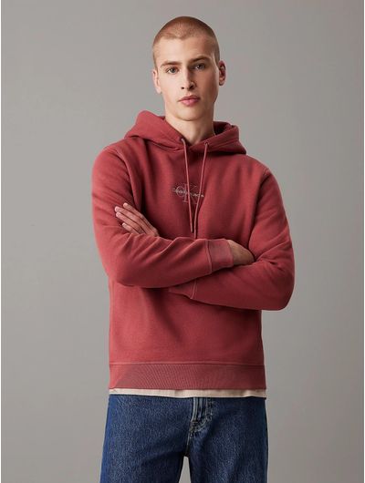 Sudadera-Calvin-Klein-Capucha-Monologo-Hombre-Rojo