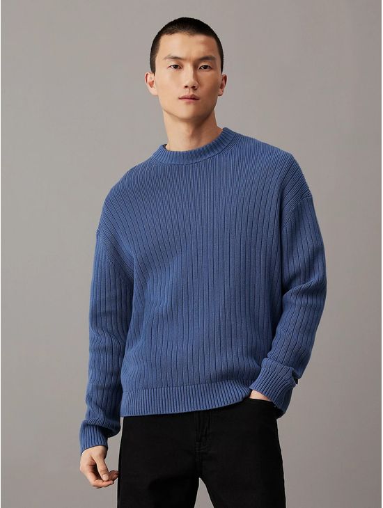 Sueter-Calvin-Klein-Relaxed-Acanalado-Hombre-Negro