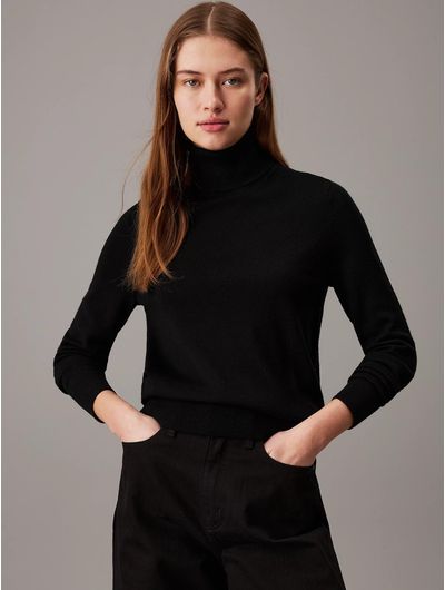 Sueter-Calvin-Klein-Cuello-Alto-de-Lana-Mujer-Negro