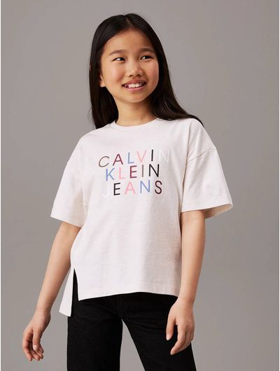 Playera-Calvin-Klein-Logo-Bordado-Niña-Blanco